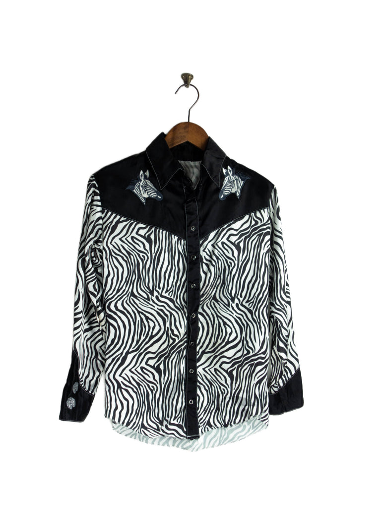 Zebra pattern/patch blouse long sleeve S/M