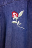 Jeanskleid mit Trägern und Blumen bestickt S