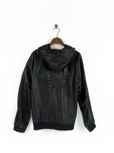 Hooded leather jacket L